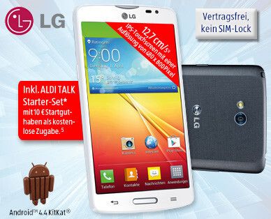 In den Süd-Filialen gibt es außerdem das LG-Smartphone L80. (Bild:Aldi)