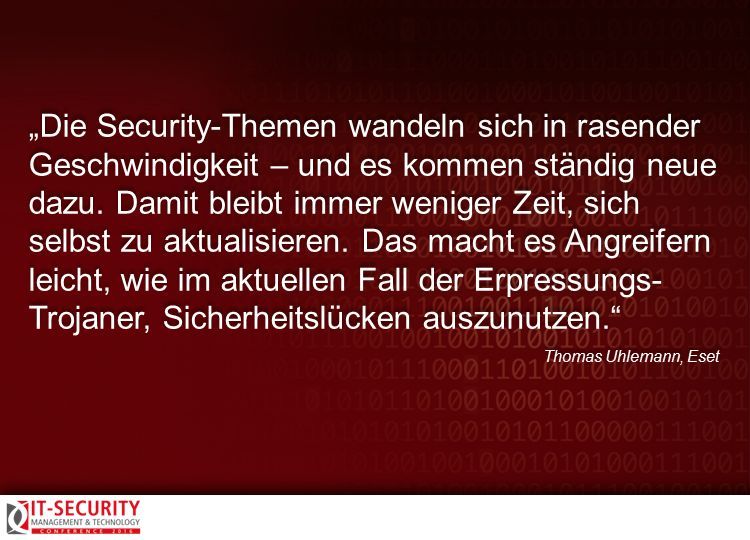 Thomas Uhlemann, Eset, zur IT-Security Conference 2016. #itseccon (Collage: AMATHIEU - Fotolia.com)