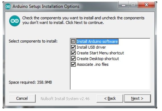Arduino Yún Installation: Default-seitig sind alle verfügbaren Komponenten gewählt. Diese beinhalten: IDE, Treiber und Shortcuts c (Bild: Arduino)
