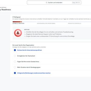 Company Readiness ordnet die Organisation in die vier Stufen ein und beziffert Fitnesswert und Automatisierungsfortschritt. (Bild: Joos - TeamViewer)