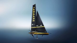 Ferrari Hypersail soll mit einem autarken Bordnetz auf Basis von 48 und 800 V Gleichspannung wochenlang auf See operieren. ABB unterstützt die Integration von Energieerzeugung, Speicherung und Verteilung. (Bild: ABB)