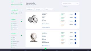 Mit der Software von Auteon können Werkstätten die von ihnen benötigen Teile identifizieren und sehen auf einen Blick, welcher ihrer Teilegroßhändler das Teil wann und zu welchen Konditionen liefern kann (zum Vergrößern bitte auf das Bild klicken). (Bild: Auteon)