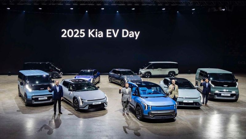 Kia stellte auf dem EV Day seine neuesten Elektromodelle vor.(Bild:  Kia)