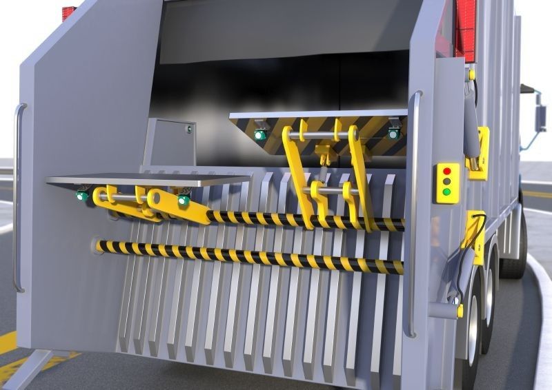 Ultraschallsensoren werden für den sicheren Entleerungsbetrieb von Müllfahrzeugen eingesetzt. Dabei müssen sie äußerst robust sein, um einen sicheren Betriebsablauf garantieren zu können. (Bild: Pepperl+Fuchs)