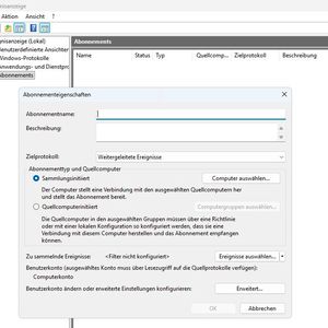 Einrichten eines Ereignis-Abonnements in Windows Server 2025 auf dem Datensammler.(Bild:  Joos)