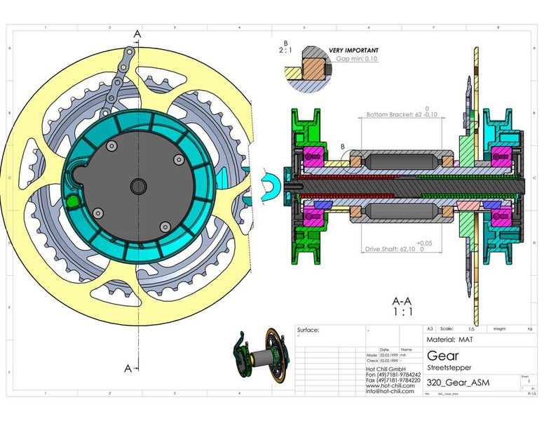Also machte er sich an die Entwicklung einer Lösung - hier das Datenblatt des Streetstepper-Getriebes. (Bild: Streetstepper GmbH)