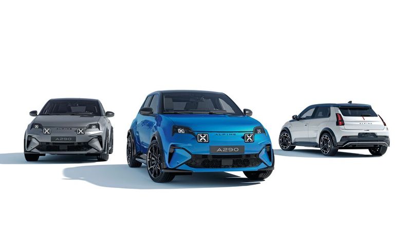 Farbenspiele: Außer in Matte Tornado Grey, Vision Blue und Nival White wird der neue A290 auch noch in Deep Black angeboten (Bild: Renault)