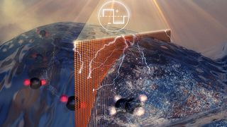 Ein elektrifizierter Katalysator zieht geladene Wasserstoffatome aus den Wassermolekülen in die andere Hälfte der Einheit, die durch eine Membran getrennt ist. (Bild: Meenesh Singh)