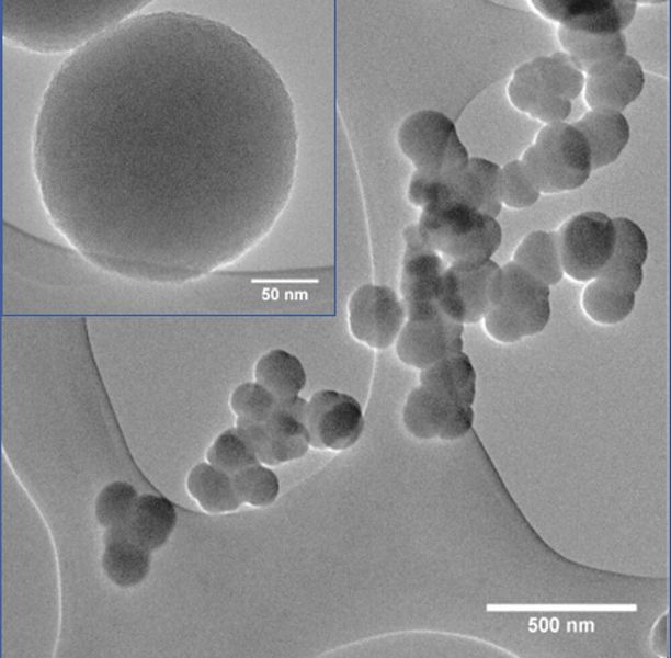 Amorphous silicon/carbon particles (image taken by transmission electron microscope). (© UDE/Orthner)