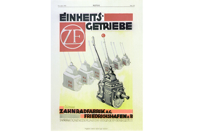 1926: Werbe-Plakat für das Einheitsgetriebe. (Foto: ZF)