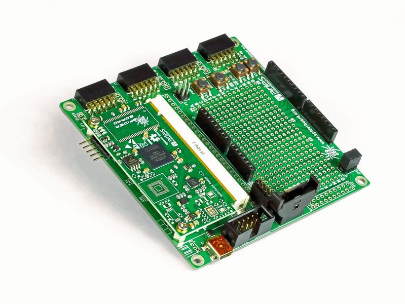 Bild 3:  Die SpiderSoM-Module zielen auf den Einsatz im Hobby-Umfeld ab und unterstützen kleinere FPGAs mit 2 kLE und 8 kLE. (Bild: ARIES Embedded)