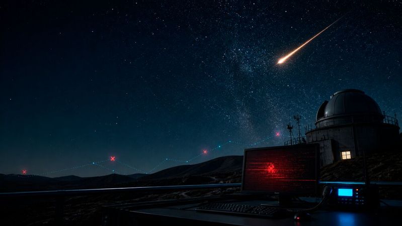 Nach einem Cyberangriff sind große Teile der Website der International Meteor Organization nicht verfügbar. (Bild:  KI-generiert)