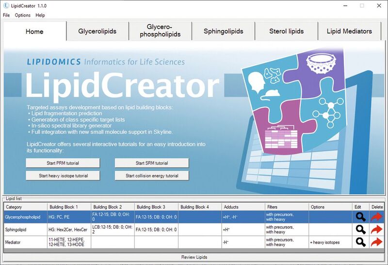 Screenshot aus der Software Lipid Creator