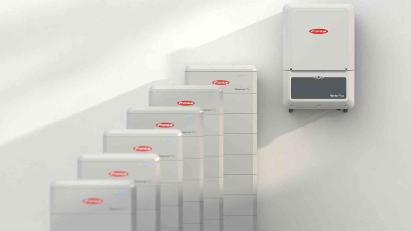 Im Zentrum des Messauftritts von Fronius steht die neue, in Europa gefertigte Hochvoltbatterie "Fronius Reserva Pro". (Bild:  Fronius International)