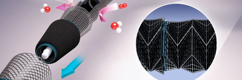 Schematische Darstellung einer in Reihe geschalteten flexiblen röhrenförmigen Polymerelektrolytmembran-Brennstoffzelle. (Bild:  IBS)