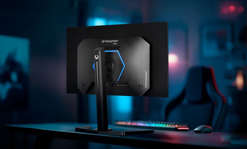 Auf der Rückseite des G-Master GOB2701QSC-B1 Titan Falcon hat Iiyama eine konfigurierbare  RGB-LED-Beleuchtung untergebracht. Zudem sitzen zwei 5-Watt-Lautsprecher im Gehäuse. (Bild: Iiyama )