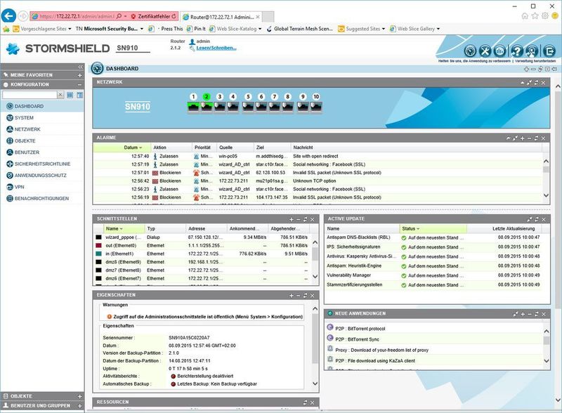 Das Dashboard bietet den zuständigen Mitarbeitern einen umfassenden Überblick über den Status der Sicherheitslösung und des geschützten Netzwerks. (Bild: Götz Güttich)