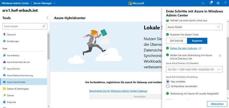 Um Azure-Dienste mit dem Windows Admin Center zu verwalten, muss das WAC in Azure registriert werden. (Bild: Joos - Microsoft)