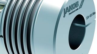 Bei der KG-Baureihe erfolgt die Kraftübertragung über verdrehsteife zwei- oder vierwellige Edelstahlbälge, die Kupplungen sind für Drehmomentbereiche von 5 bis 1300 Nm sowie Wellendurchmesser von 6 bis 90 mm erhältlich. (Bild: Jakob)