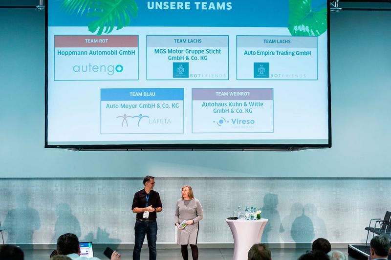 Silvia Lulei und Michael Aechtler forderten die Kongressteilnehmer auf, für ihre Lieblingsidee zu voten. (Bild: Stefan Bausewein)