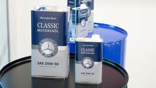 Anders als „normale“ bzw. Genuine-Motoröle: die neuen Classic-Motoröle von Mercedes-Benz Heritage aus dem Hause Fuchs Lubricants. (Bild: Dominsky – VCG)