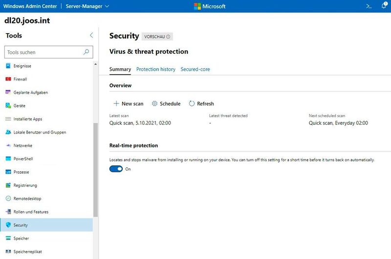 Virenschutz von Windows-Servern im Windows Admin Center verwalten. (Joos)