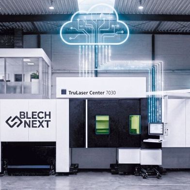 Konzentrieren auf Produktion: Beim Konzept «Machine as a Service» übernimmt «Blechnext» die Investition, den Betrieb und den Unterhalt einer automatisierten Laserschneidmaschine  «TruLaser Center 7030» mit Blechlager «TruStore 3030». (Bild: Blechnext)