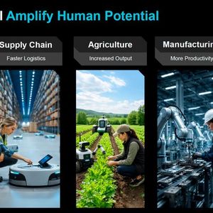 Physical AI soll den Einsatz von Robotern in einer ganzen Reihe von Einsatzbereichen optimieren: Gesundheitswesen, Logistik, Landwirtschaft, Produktion und Instandhaltung. (Bild: AMD)