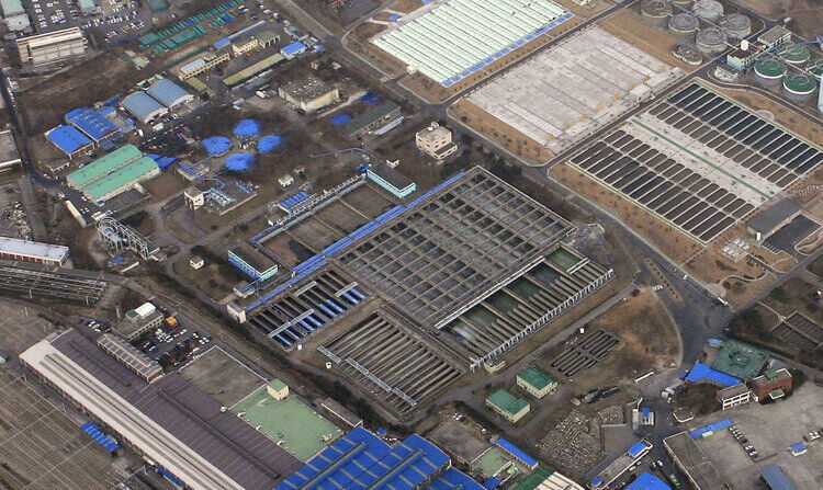Vorher und nachher: So sieht die Wasseraufbereitungsanlage „Jungnang“ im südkoreanischen Seoul vor der Verändereung aus. 