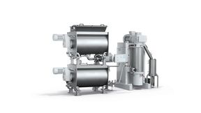 Compactmix kombiniert das Shearmix-Mischsystem mit einem Spiralrührwerk für schnelles, gleichmäßiges Mischen und der Aurora-Kugelmühle, um die Partikelgröße zu reduzieren. (Bild: Bühler)