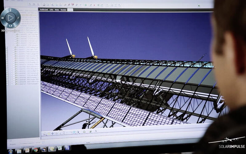 Das Flugzeug Solar Impulse 2 wurde auf der 3D-Experience Plattform von Dassault Systèmes entwickelt. (Bild: Dassault Systèmes)