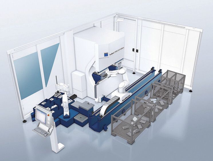 Das neueste Flaggschiff in der Sielaff-Fertigung, die eindeutig Trumpf-lastig ist, ist die TruBend Cell 7000, die erstmals auf der Euroblech 2010 vorgestellt wurde und bis heute die schnellste Biegezelle im Markt ist. (Bild: Trumpf)