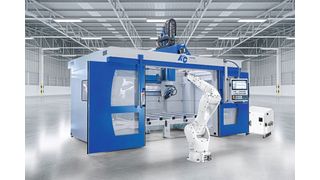 5-Achs-CNC-Gantry-Fräsmaschine GSF mit Roboter-Bestückung. (Bild: HG Grimme SysTech)