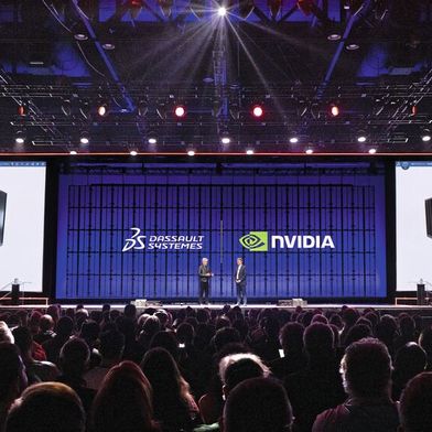 L'annonce du partenariat a eu lieu sur la scène de 3DEXPERIENCE World, l'événement annuel de Dassault Systèmes dédié aux communautés du design et de l'ingénierie, à Houston (USA). (Source : 2026 Narrative Images, tous droits réservés)