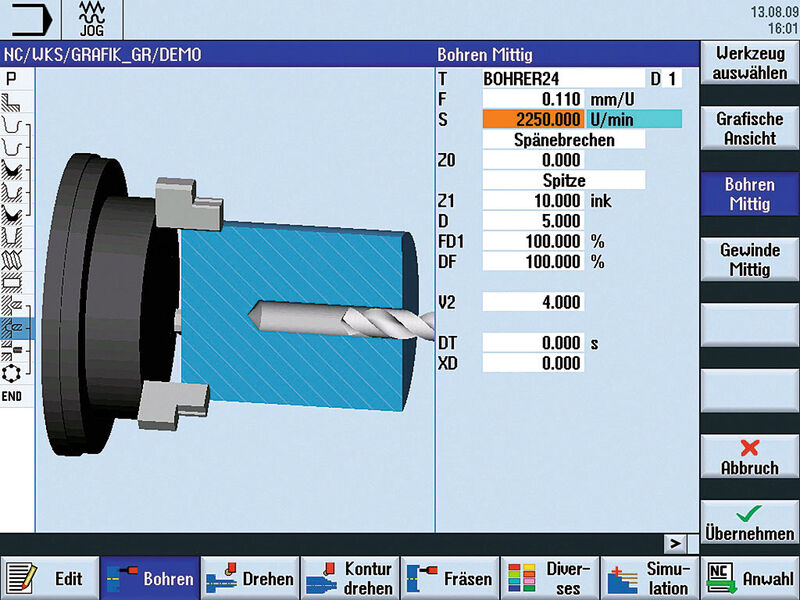 Simulation d'usinage sur l'écran de la CNC. (Imgage: www.wapfeiffer.de)