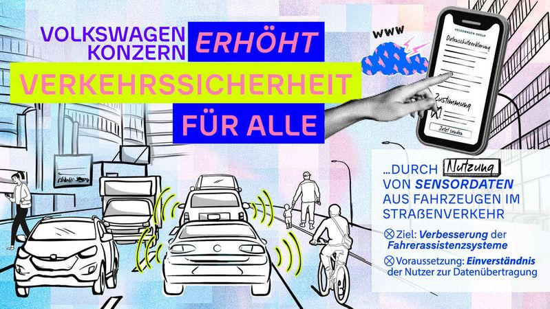 Die Marken des Volkswagen Konzerns wollen Fahrerassistenzsysteme mit Sensor- und Bilddaten aus Kundenfahrzeugen und realen Verkehrssituationen optimieren.(Bild:  Volkswagen)