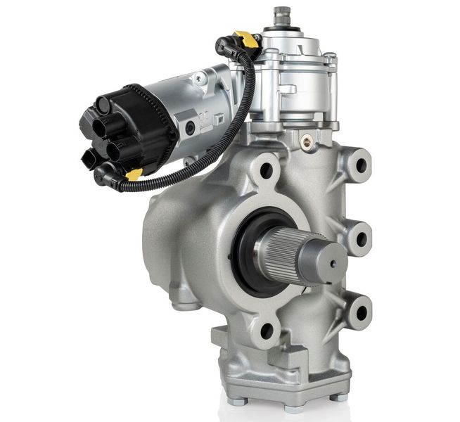 Das elektrohydraulische Lenksystem Servotwin kombiniert die bewährte Servocom-Lenkung mit elektrischer Unterstützung. (Bild: Bosch)