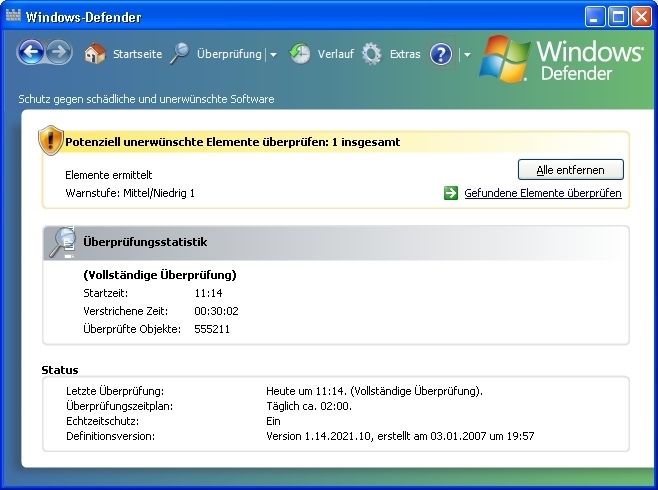 Bei einem Komplettscan des Systems meldet Windows Defender auch problematische Programme mit einer mittleren oder niedrigen Warnstufe. (Archiv: Vogel Business Media)
