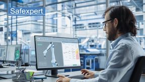 Konstrukteur erstellt eine Risikobeurteilung mit Safexpert für einen Roboterarm.
 (Bild: iStock (2167549348), Foto von gorodenkoff; Bildschirminhalt durch IBF Solutions GmbH angepasst.)
