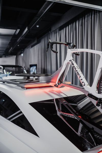 Die Haltevorrichtung für das Rennrad setzt an den Heckspoiler an. (Bild: Autoren-Union Mobilität/Genesis)