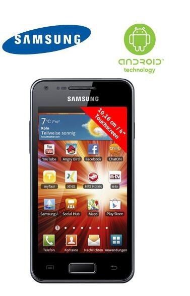 Das Samsung Galaxy S Advance arbeitet mit Android-Betriebssystem und ist vertragsfrei zu haben. (Bild: Aldi)
