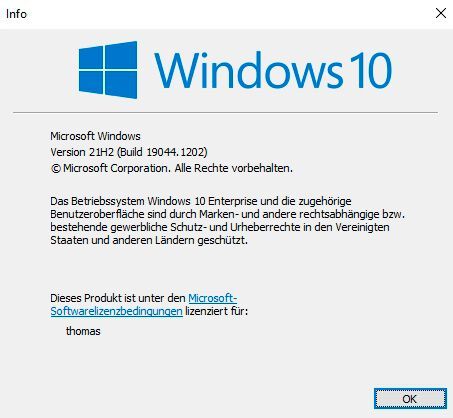 Anzeigen der aktuell installierten Version von Windows 10. (Bild: Joos / Microsoft)