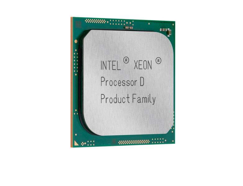 Den ersten Xeon-SoC gibt es als D-1540 mit 8 Cores und als D-1520 mit 4 Cores. Er ist der erste Server-Prozessor auf Basis der 14-Nanometer-Broadwell-Architektur von Intel. (Bild: Intel)