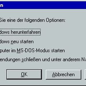 Menüoptionen für das Herunterfahren bei Windows 95.(Bild:   / CC0)