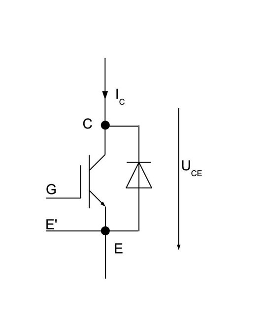 Bild 1: Idealer IGBT mit idealer Freilaufdiode. Bild 1: Idealer IGBT mit idealer Freilaufdiode.