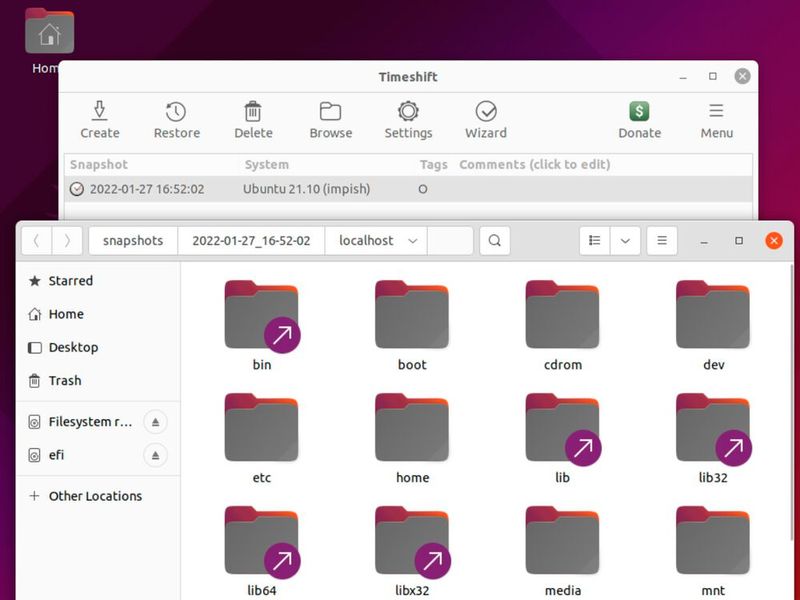 Durchsuchen der Datensicherungen in Timeshift. (Bild: Joos)