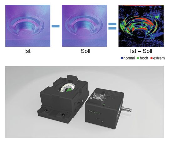 Das kamerabasierte «Inform-QC»-System vergleicht Bauteiloberflächen mit einem Soll-Zustand, macht Abweichungen sichtbar und kann direkt in bestehende Fertigungslinien integriert werden.(Bild:  Fraunhofer IGD)