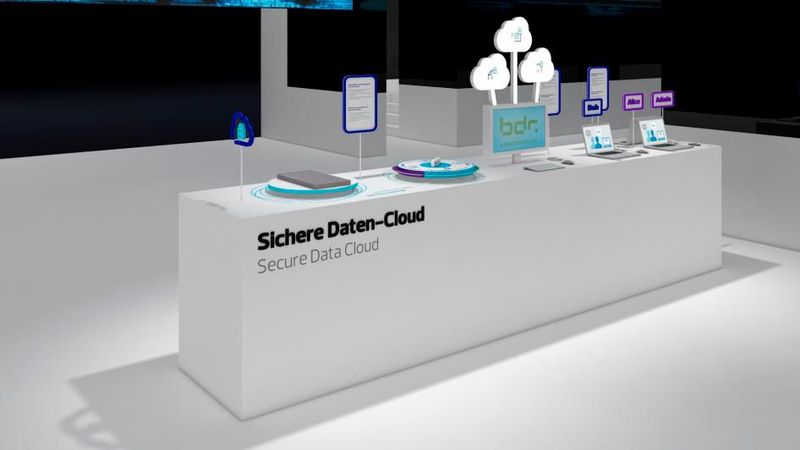 Auf der Hannover Messe (Halle 6, Stand E16) zeigt die Bundesdruckerei die ganze Bandbreite ihrer Produkte für eine sichere Industrie 4.0. Wer sich für eine einfache, komfortable und gleichzeitig hochsichere Cloud-Lösung interessiert, kann auf der Hannover Messe Testkunde von “Bdrive” werden. Zudem berät die Bundesdruckerei mittelständische Unternehmen bei IT- und Informations-Sicherheit. (Bild: Bundesdruckerei)