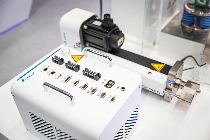 The movement of the servo press is carried out via a backlash-free ball screw with an integrated servo motor. (Image:Delta Electronics)