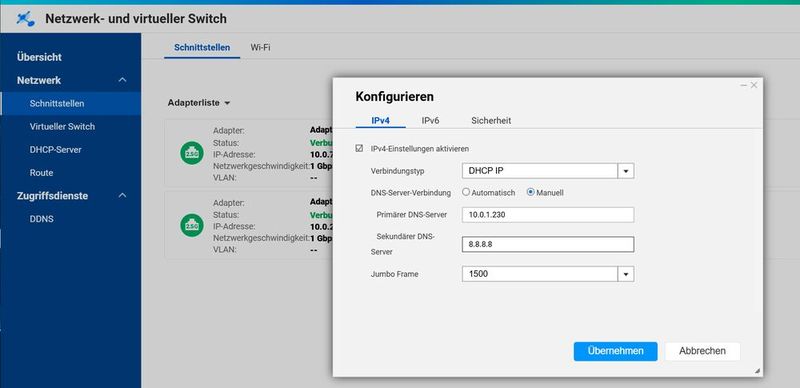 Konfigurieren der DNS-Einstellungen auf dem QNAP-NAS für den Beitritt zu einer AD-Domäne.  (Bild: Joos | QNAP)
